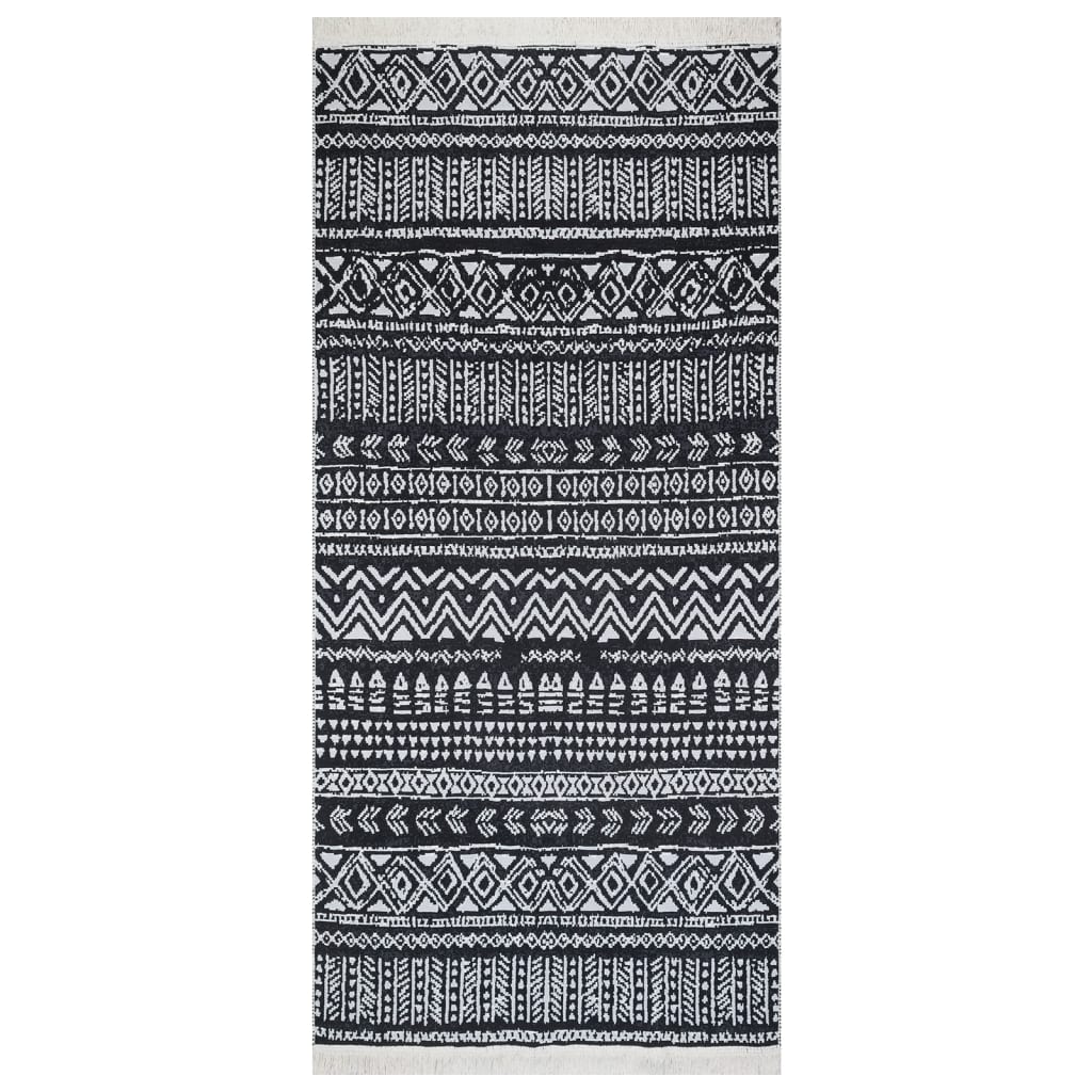 Berkfield Rug Black and White 100x200 cm Cotton