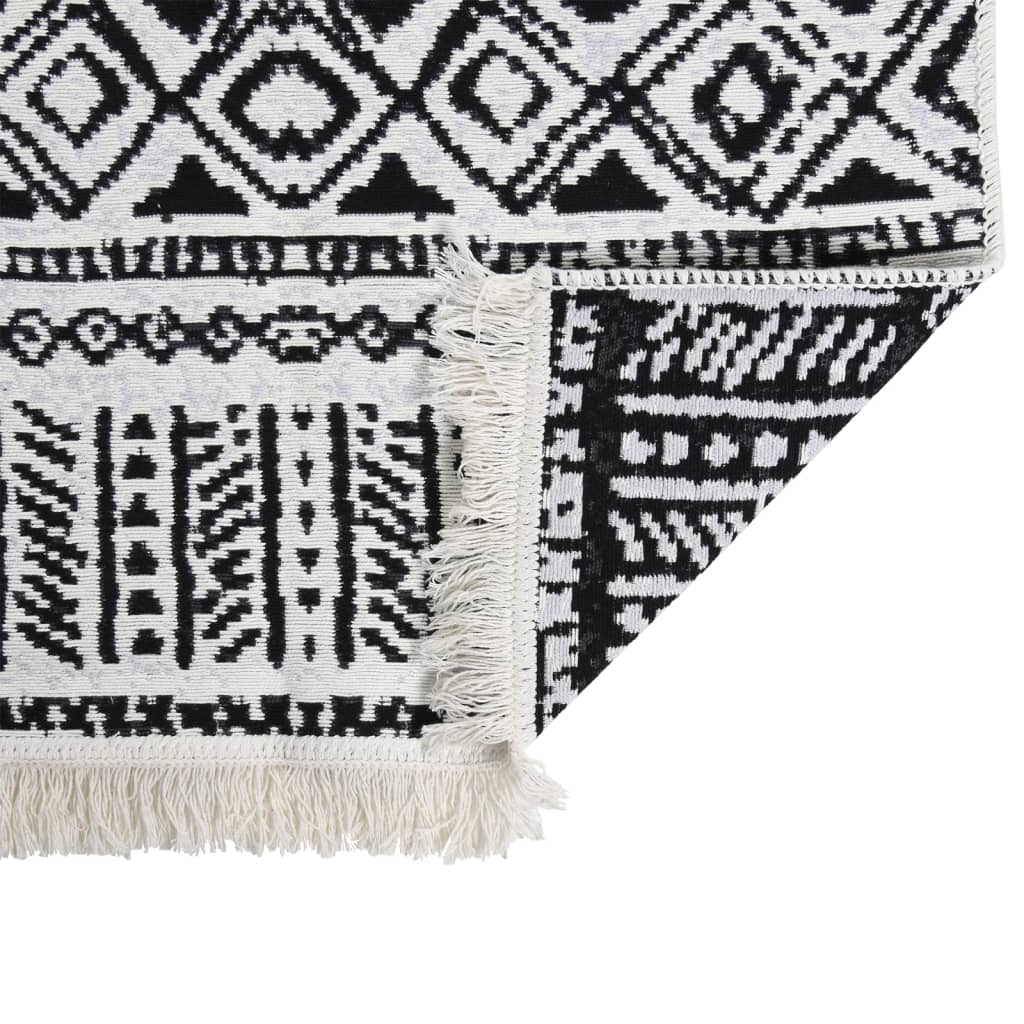 Berkfield Rug Black and White 100x200 cm Cotton