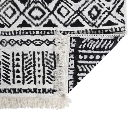 Berkfield Rug Black and White 100x200 cm Cotton
