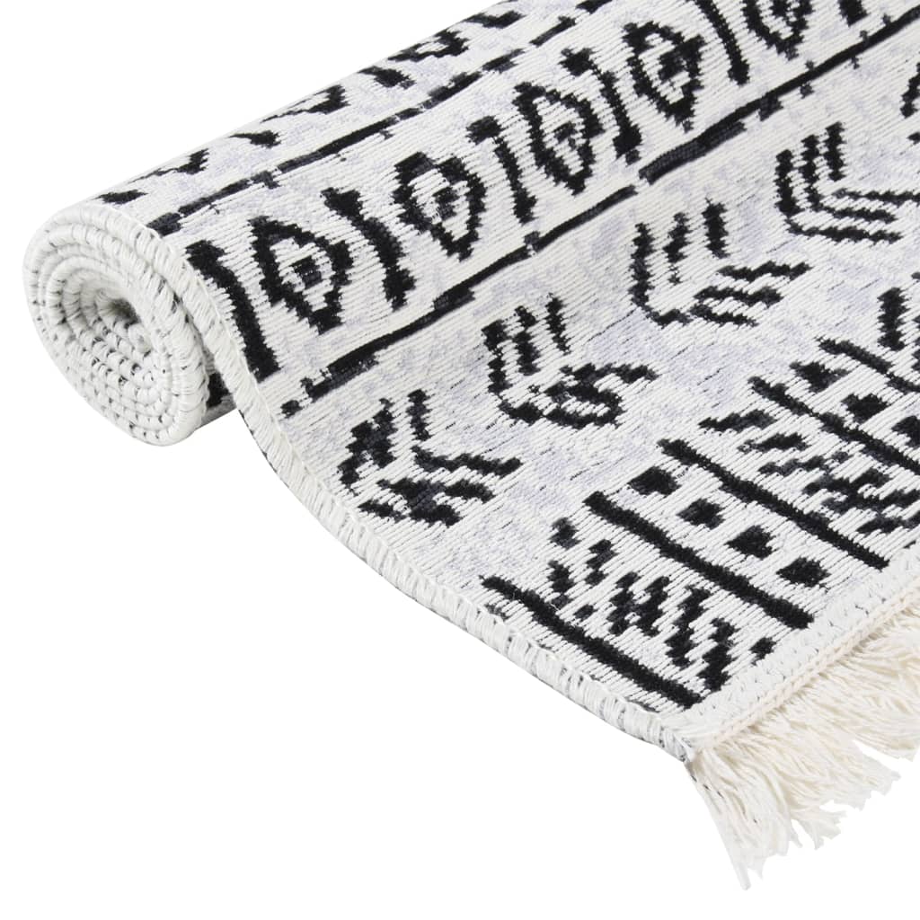 Berkfield Rug Black and White 100x200 cm Cotton