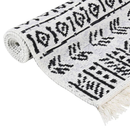 Berkfield Rug Black and White 100x200 cm Cotton