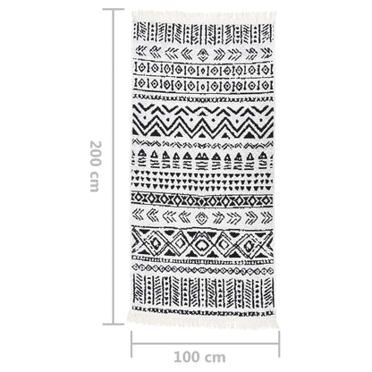 Berkfield Rug Black and White 100x200 cm Cotton