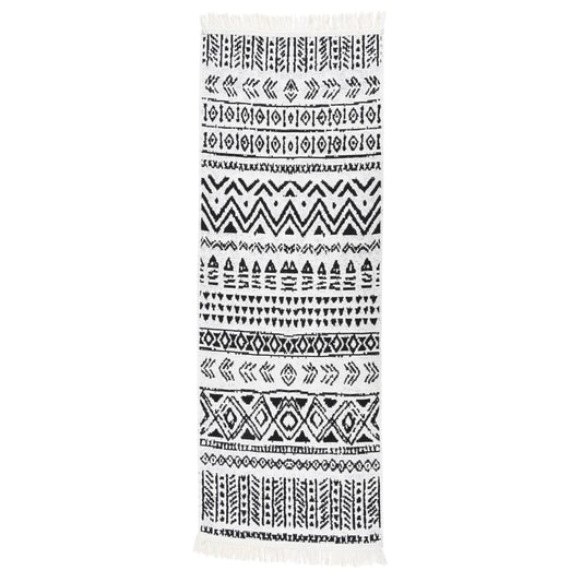 Berkfield Rug Black and White 100x300 cm Cotton