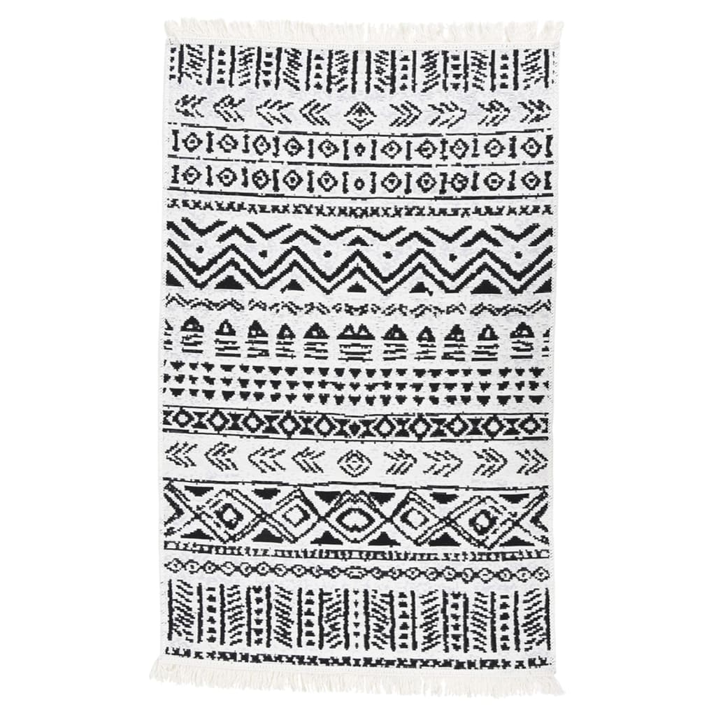 Berkfield Rug Black and White 160x230 cm Cotton