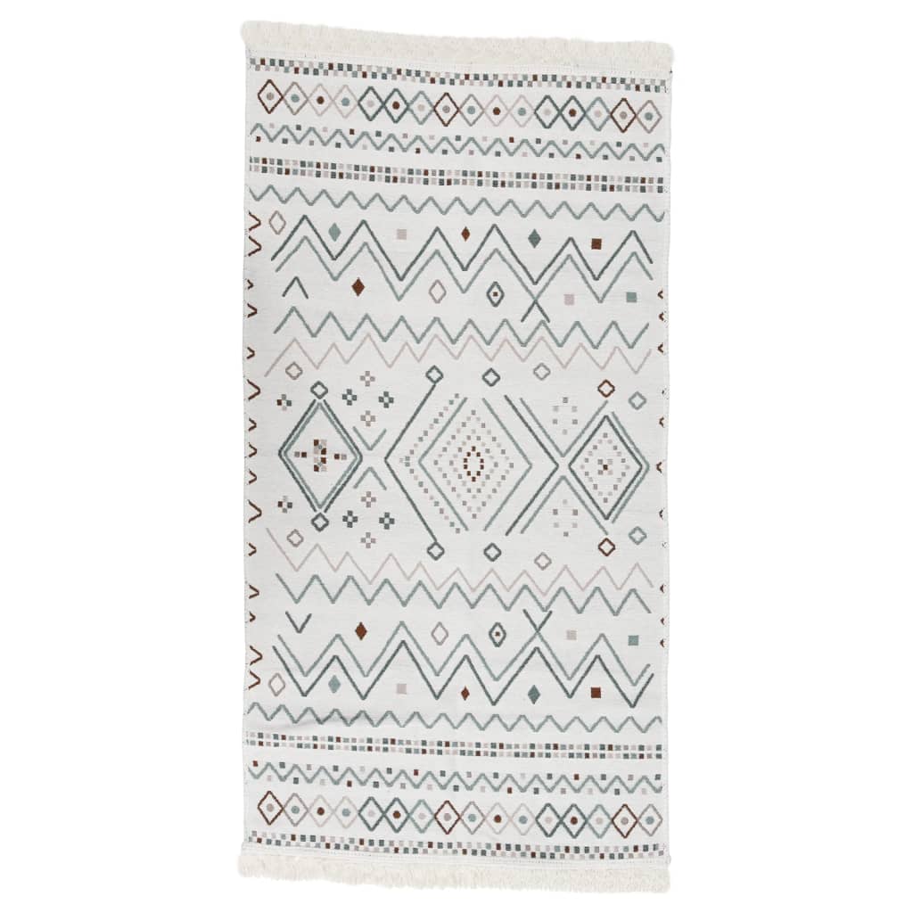 Berkfield Rug Beige and Blue 80x300 cm Cotton