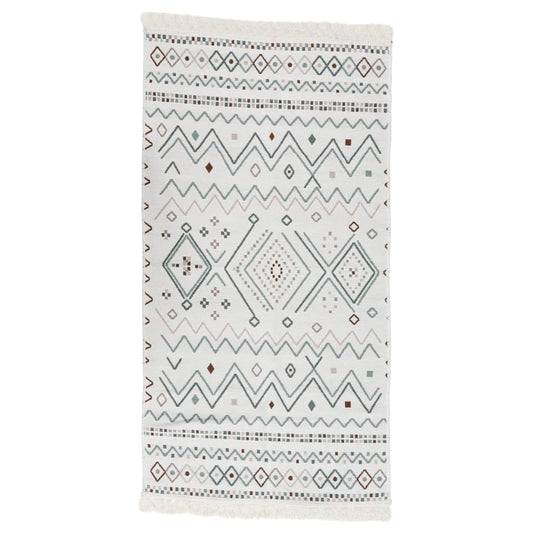 Berkfield Rug Beige and Blue 80x300 cm Cotton