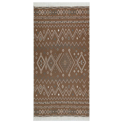 Berkfield Rug Beige and Blue 100x300 cm Cotton