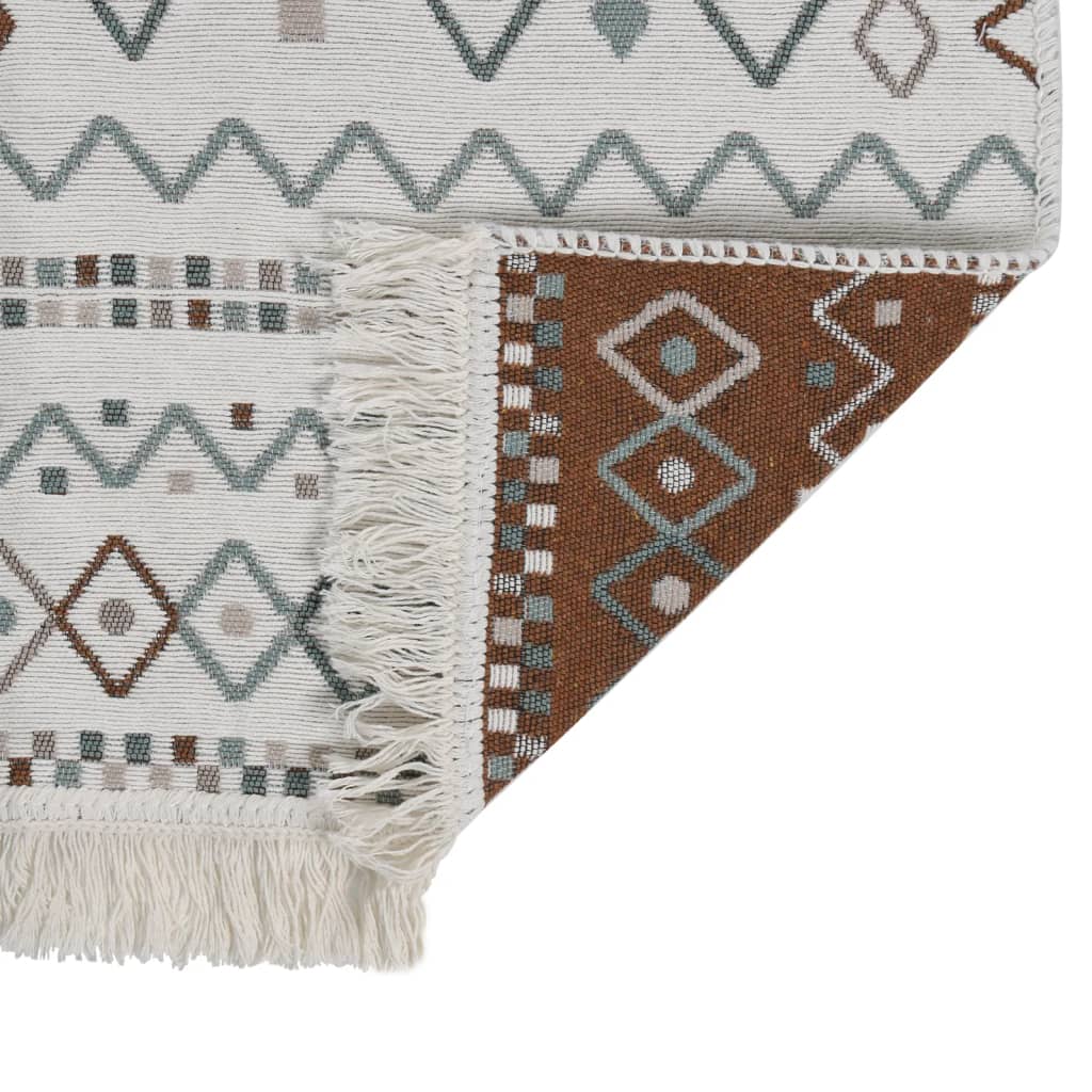 Berkfield Rug Beige and Blue 100x300 cm Cotton