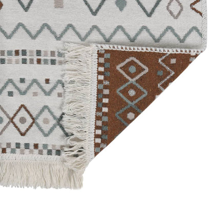 Berkfield Rug Beige and Blue 100x300 cm Cotton
