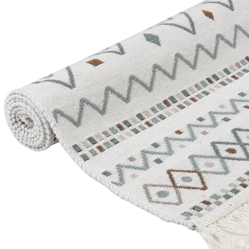 Berkfield Rug Beige and Blue 100x300 cm Cotton