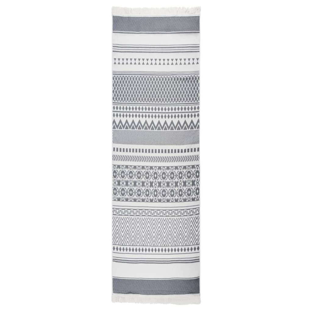 Berkfield Rug Grey and White 80x300 cm Cotton