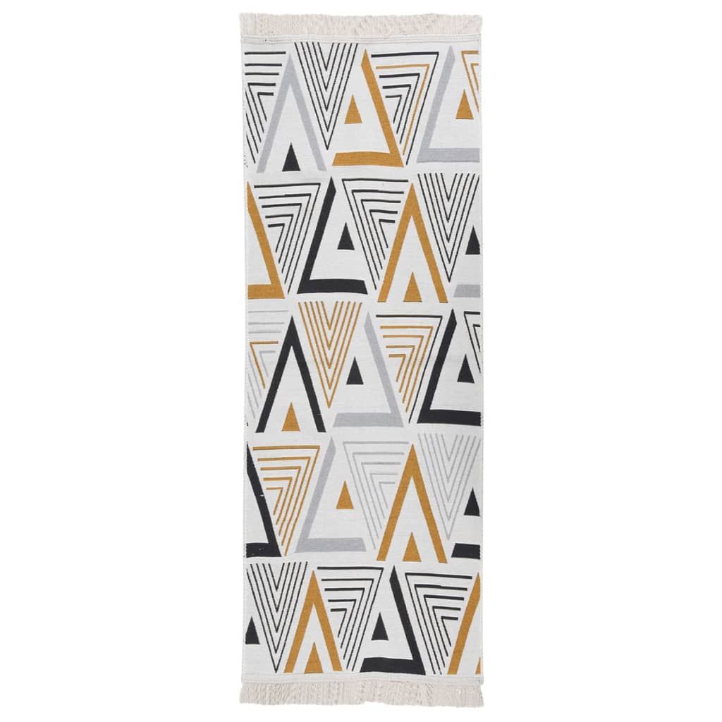 Berkfield Rug Yellow and Grey 100x300 cm Cotton