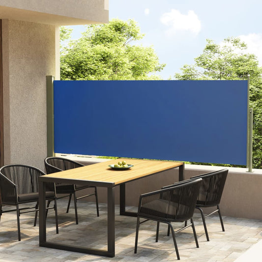 Berkfield Patio Retractable Side Awning 117x300 cm Blue