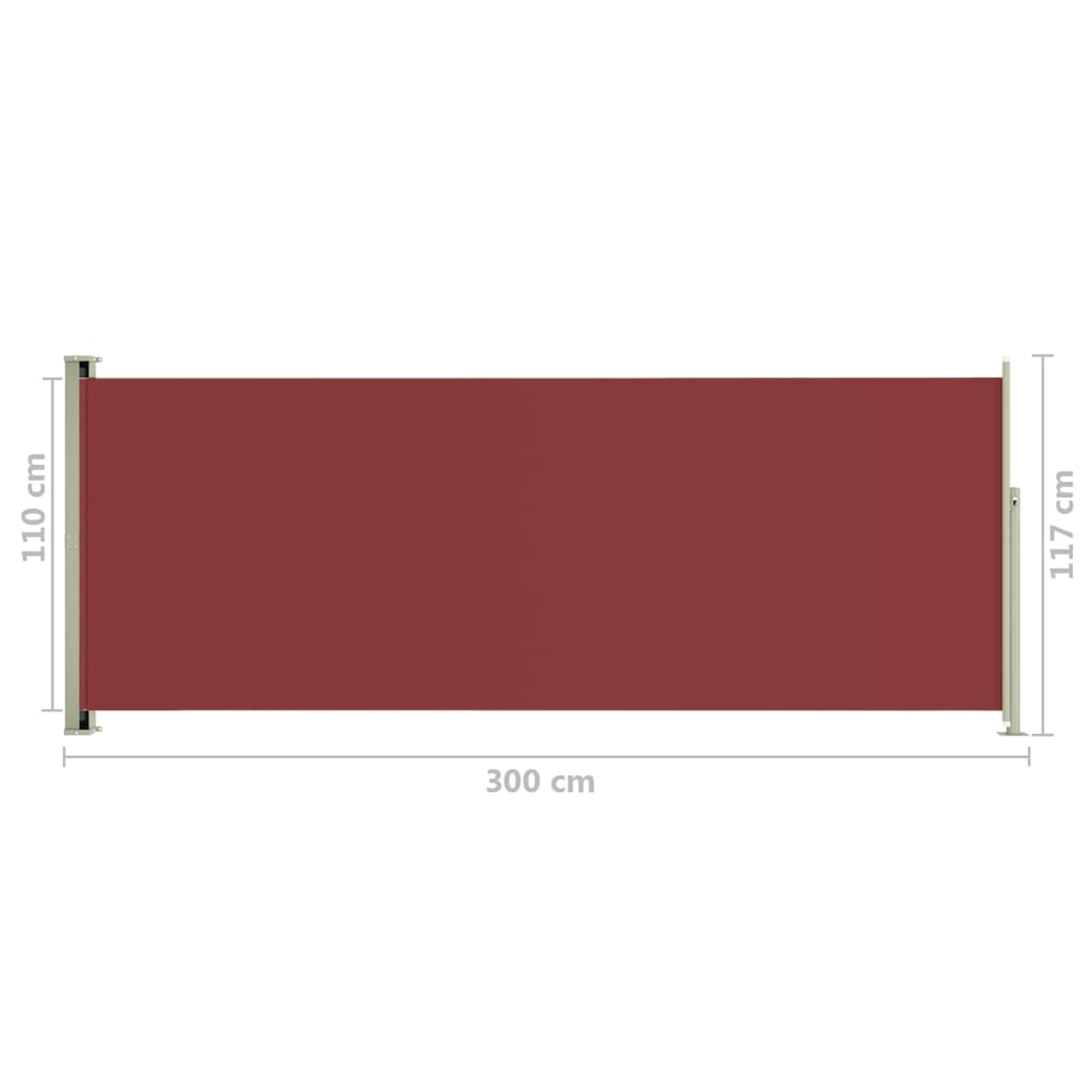 Berkfield Patio Retractable Side Awning 117x300 cm Red