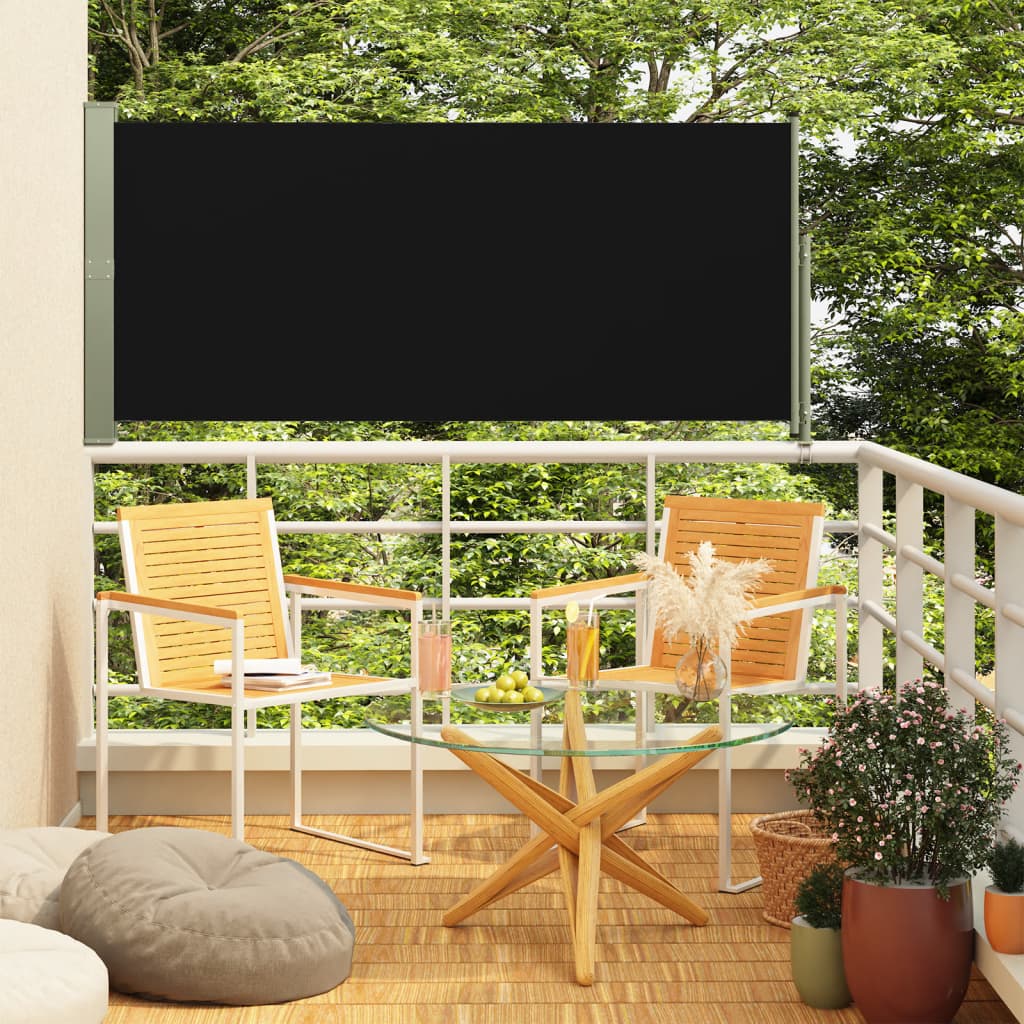 Berkfield Patio Retractable Side Awning 140x300 cm Black