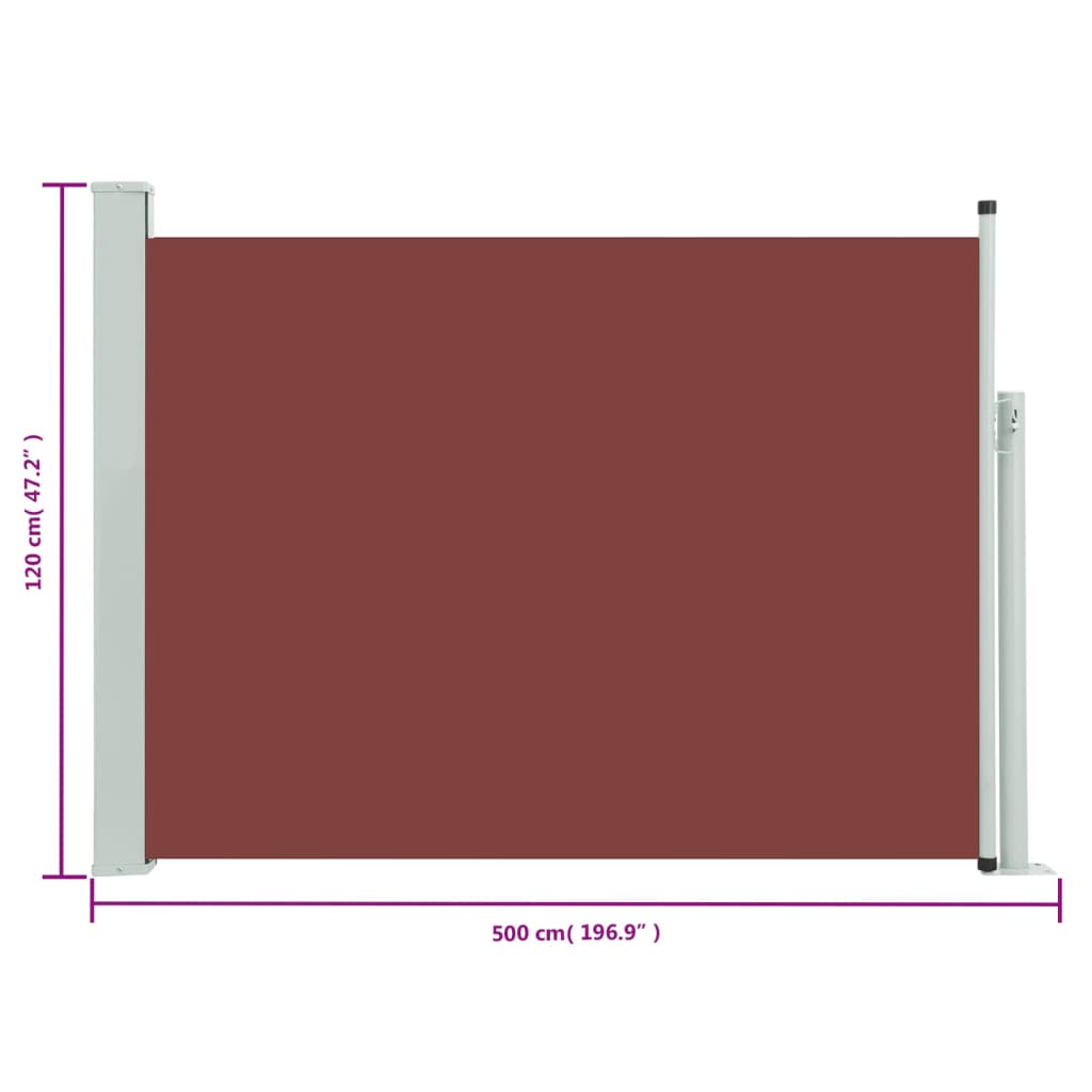 Berkfield Patio Retractable Side Awning 117x500 cm Brown