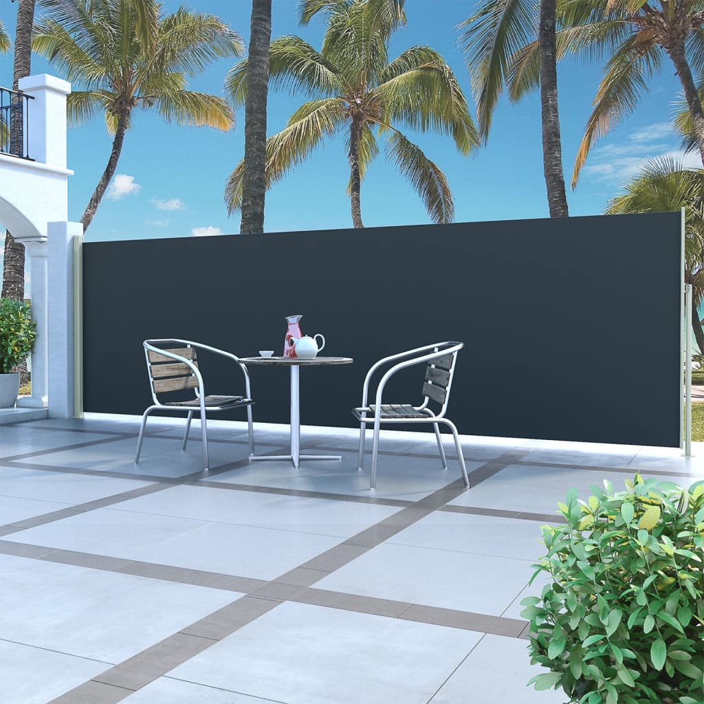 Berkfield Patio Retractable Side Awning 160x500 cm Black