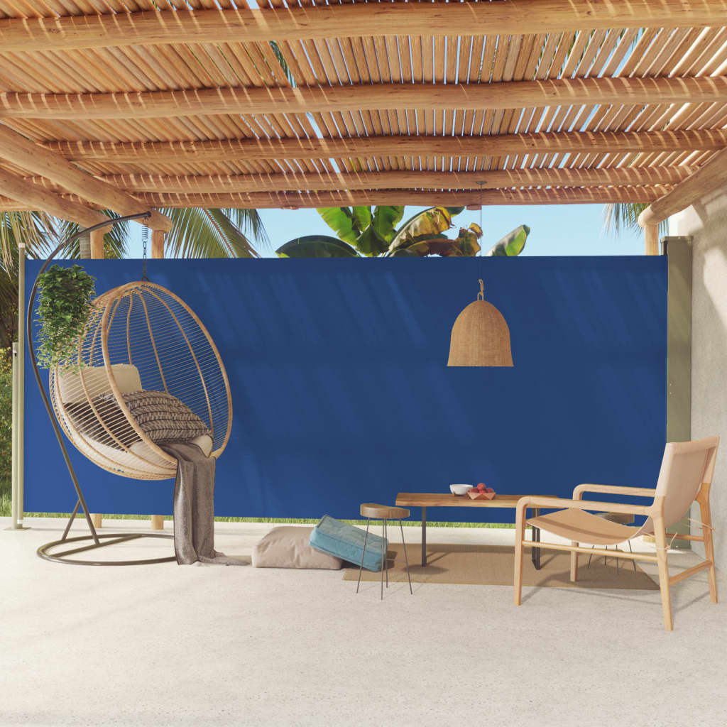 Berkfield Patio Retractable Side Awning 220x500 cm Blue