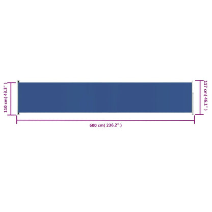Berkfield Patio Retractable Side Awning 117x600 cm Blue