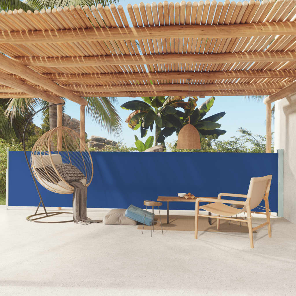 Berkfield Patio Retractable Side Awning 117x600 cm Blue