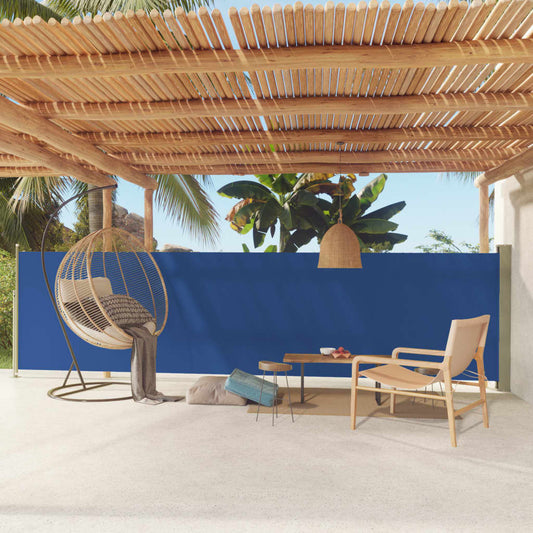 Berkfield Patio Retractable Side Awning 140x600 cm Blue