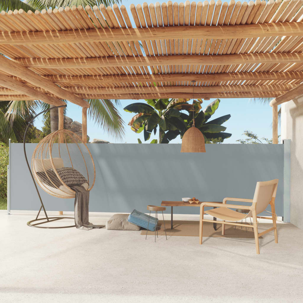 Berkfield Patio Retractable Side Awning 140x600 cm Grey