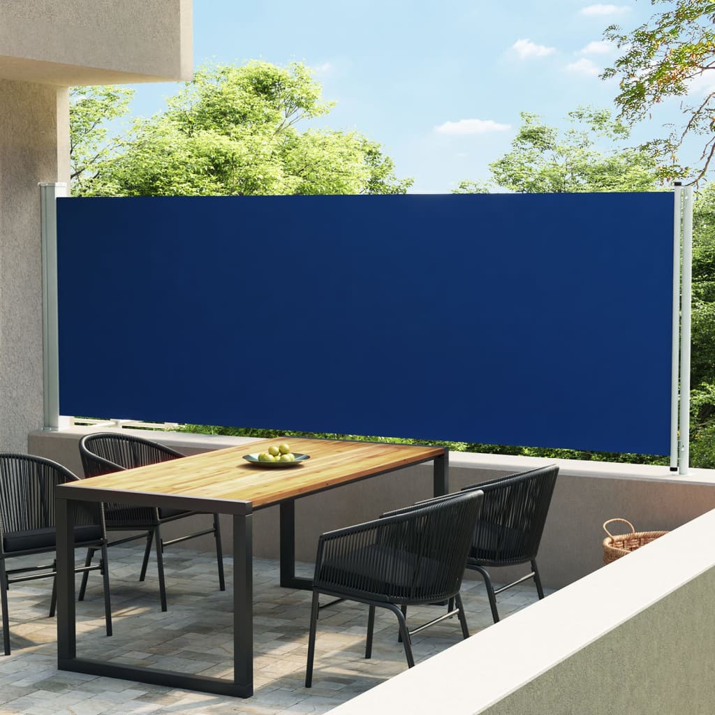 Berkfield Patio Retractable Side Awning 160x600 cm Blue