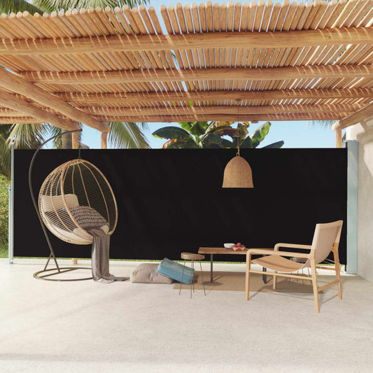 Berkfield Patio Retractable Side Awning 180x600 cm Black