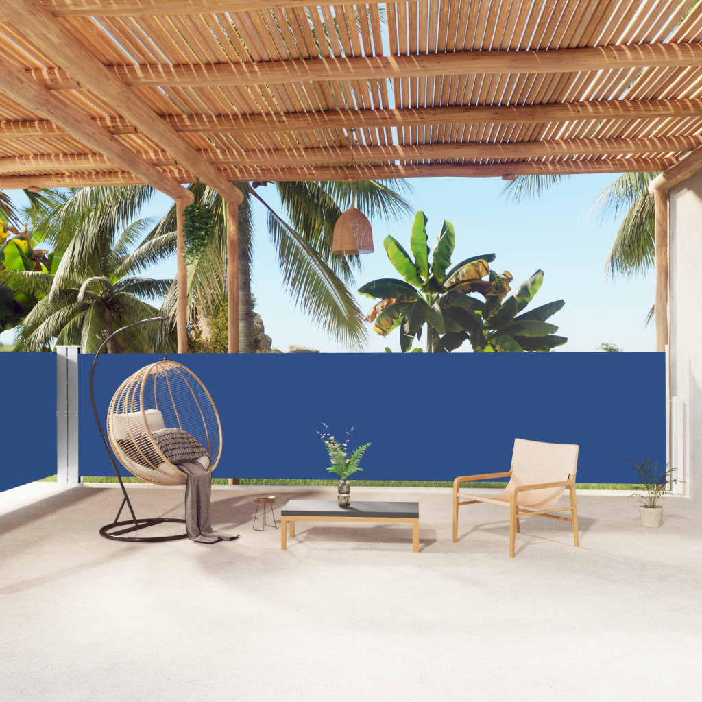 Berkfield Retractable Side Awning Blue 140x1000 cm