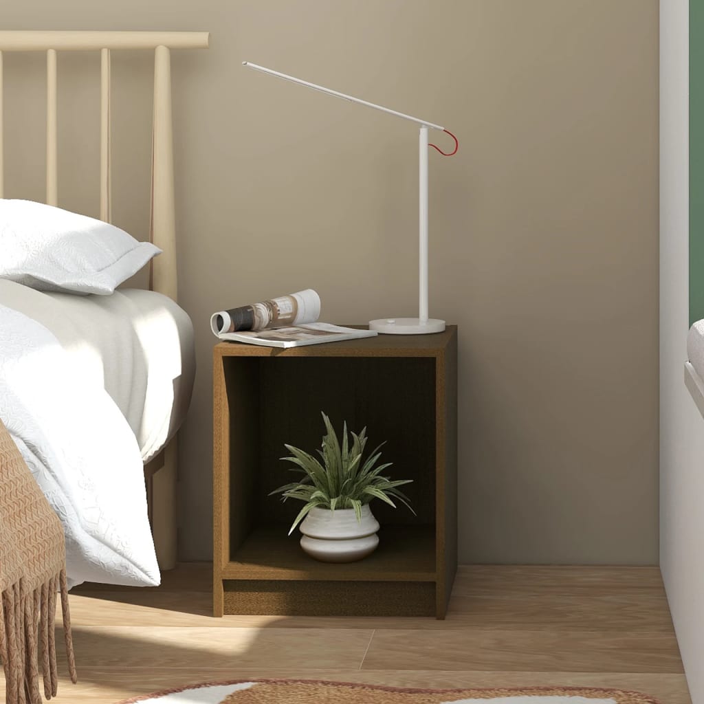 Berkfield Bedside Cabinet Honey Brown 35.5x33.5x41.5 cm Solid Pinewood