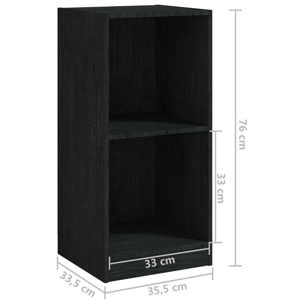 Berkfield Side Cabinet Black 35.5x33.5x76 cm Solid Pinewood