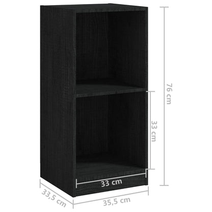 Berkfield Side Cabinet Black 35.5x33.5x76 cm Solid Pinewood