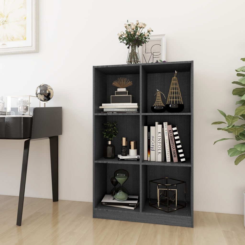Berkfield Book Cabinet Grey 70x33x110 cm Solid Pinewood