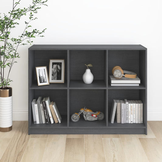 Berkfield Book Cabinet Grey 104x33x76 cm Solid Pinewood