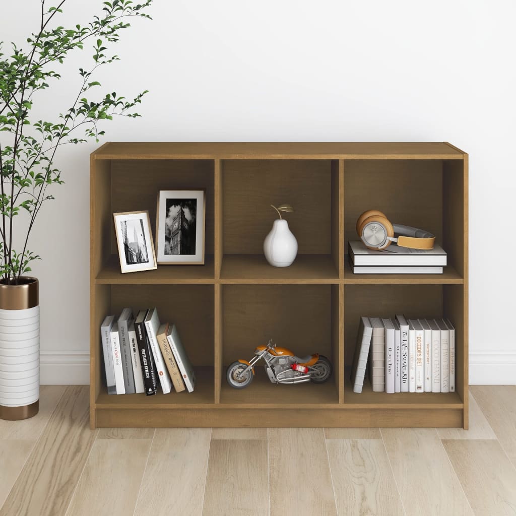 Berkfield Book Cabinet Honey Brown 104x33x76 cm Solid Pinewood