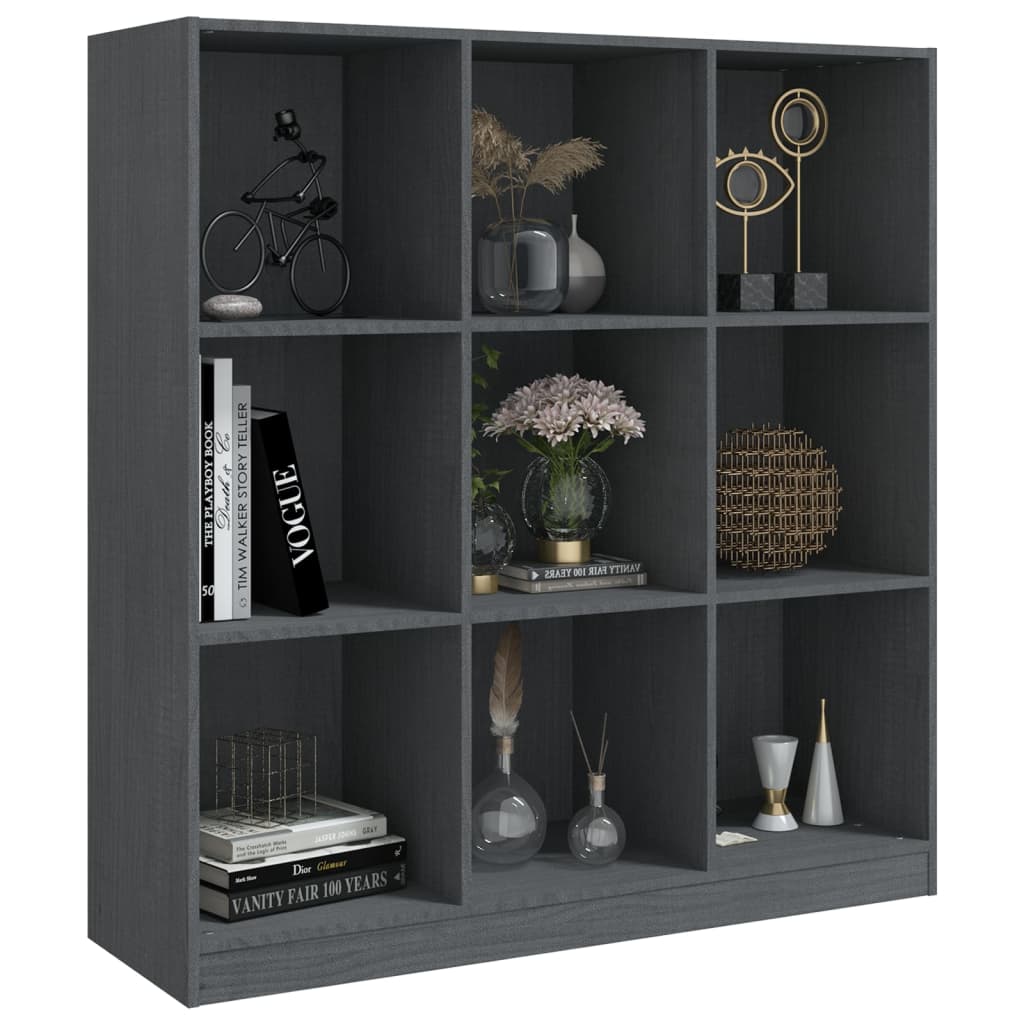 Berkfield Book Cabinet/Room Divider Grey 104x33.5x110 cm Solid Pinewood