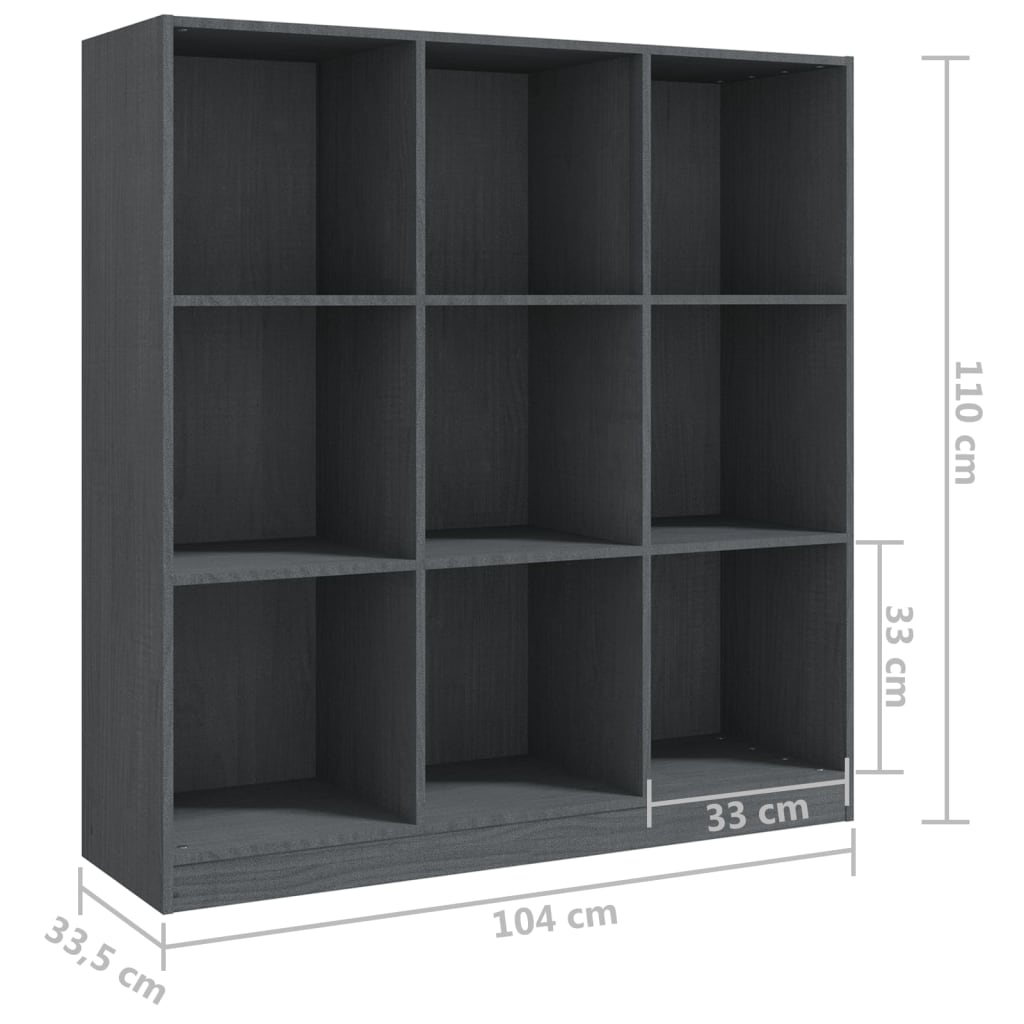 Berkfield Book Cabinet/Room Divider Grey 104x33.5x110 cm Solid Pinewood