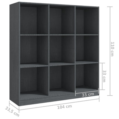 Berkfield Book Cabinet/Room Divider Grey 104x33.5x110 cm Solid Pinewood