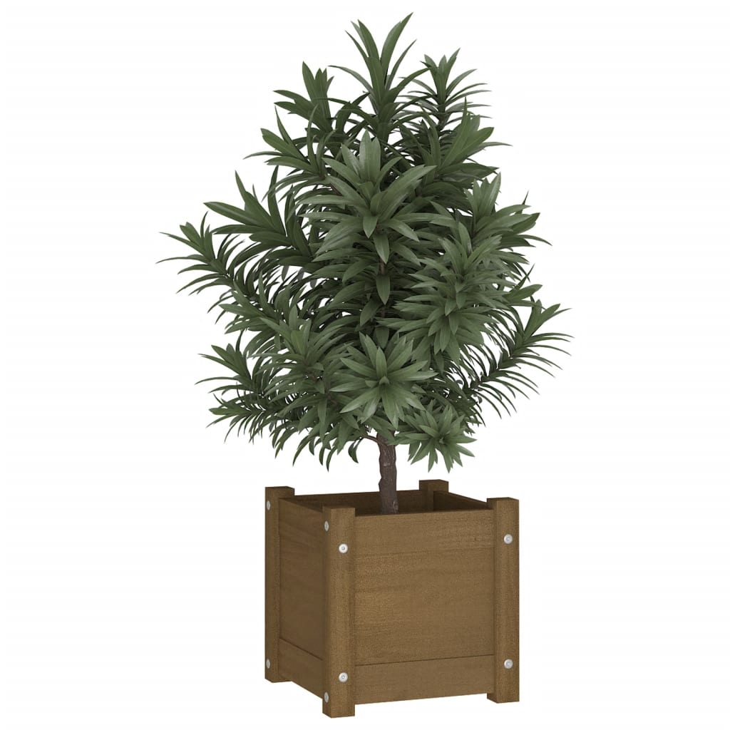 Berkfield Garden Planter Honey Brown 31x31x31 cm Solid Pinewood