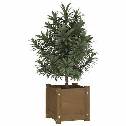 Berkfield Garden Planter Honey Brown 31x31x31 cm Solid Pinewood