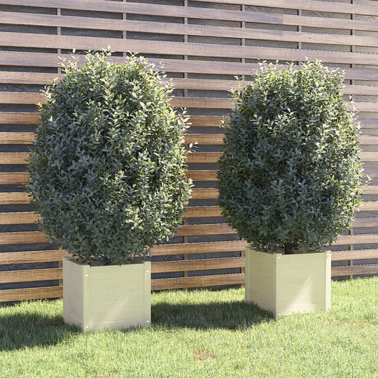 Berkfield Garden Planters 2 pcs White 40x40x40 cm Solid Pinewood