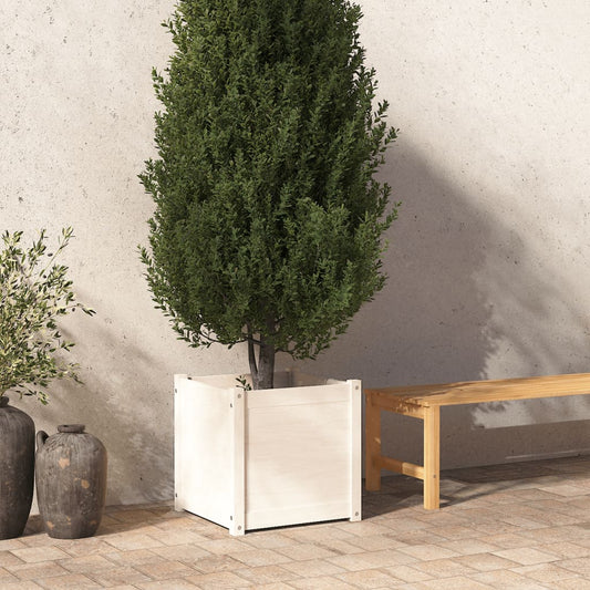 Berkfield Garden Planter White 50x50x50 cm Solid Pinewood