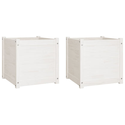 Berkfield Garden Planters 2 pcs White 50x50x50 cm Solid Pinewood