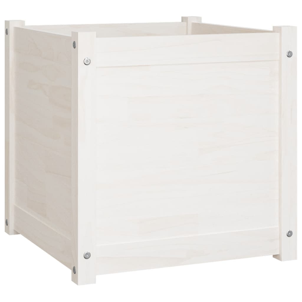 Berkfield Garden Planters 2 pcs White 50x50x50 cm Solid Pinewood