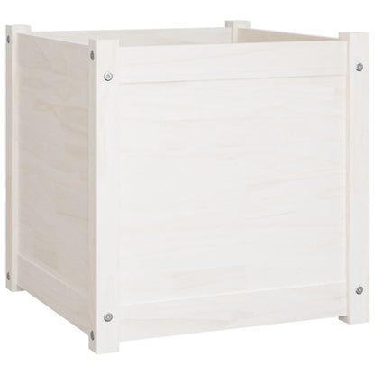Berkfield Garden Planters 2 pcs White 50x50x50 cm Solid Pinewood