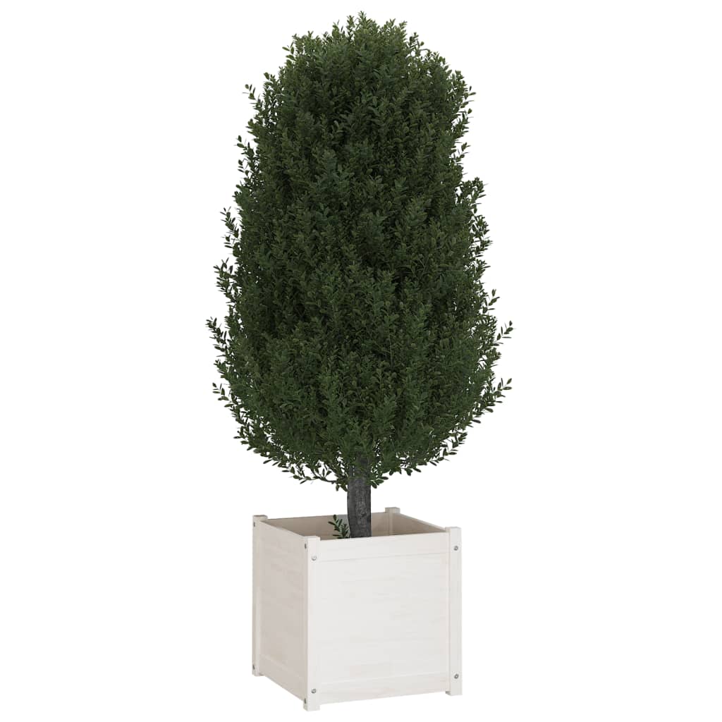 Berkfield Garden Planters 2 pcs White 50x50x50 cm Solid Pinewood