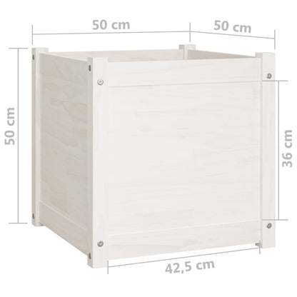 Berkfield Garden Planters 2 pcs White 50x50x50 cm Solid Pinewood