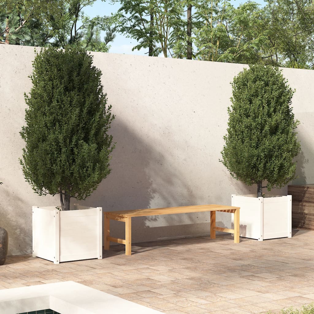 Berkfield Garden Planters 2 pcs White 50x50x50 cm Solid Pinewood