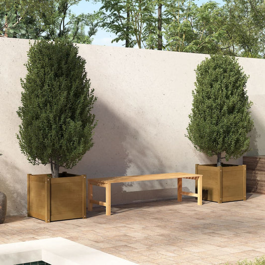 Berkfield Garden Planters 2 pcs Honey Brown 50x50x50 cm Solid Pinewood