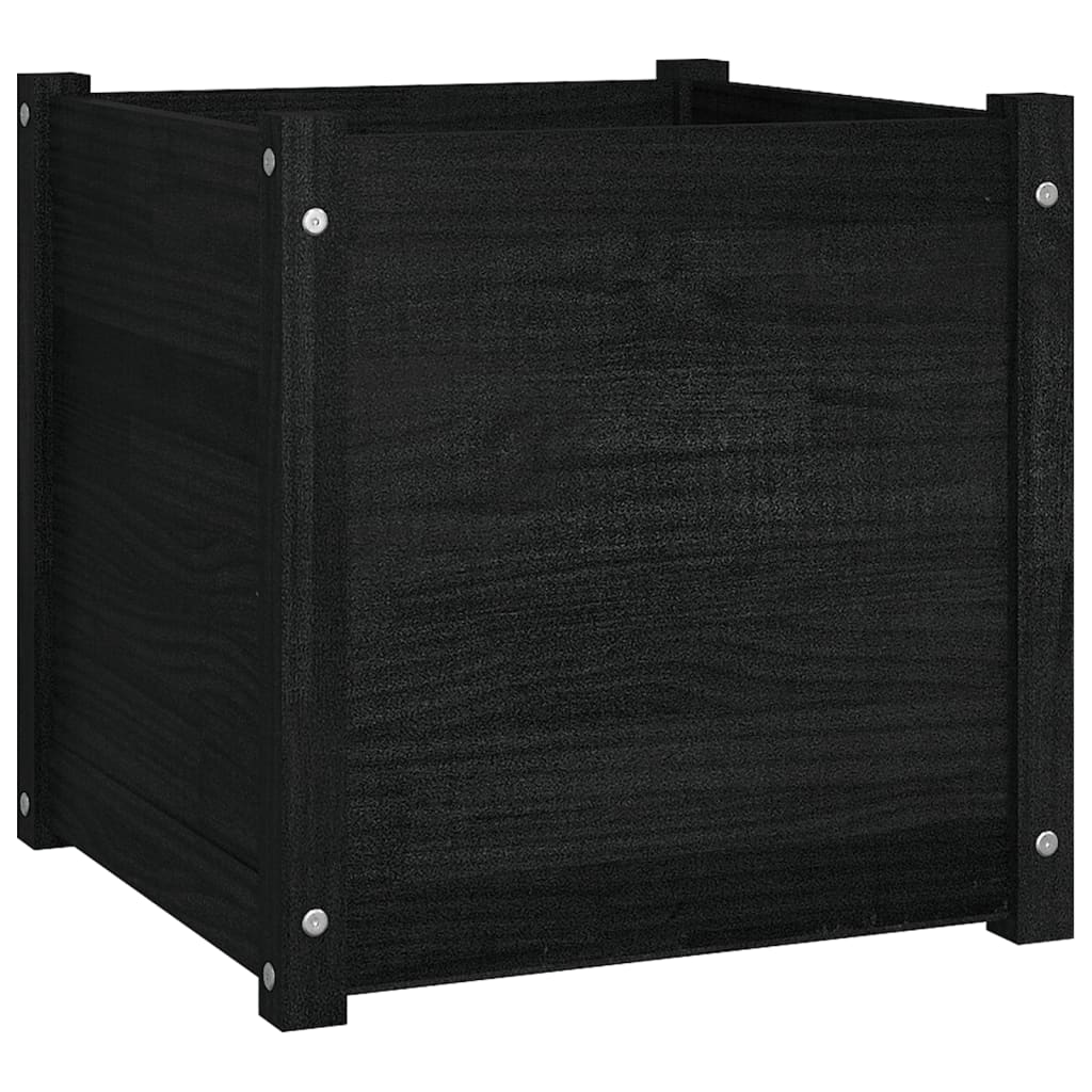 Berkfield Garden Planter Black 50x50x50 cm Solid Pinewood